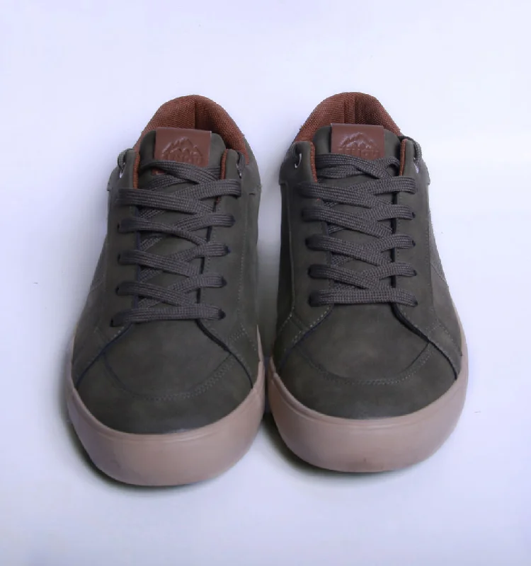 Athletic shoes with strong support-MENS PINHOLE LACE UP SNEAKER - OLIVE