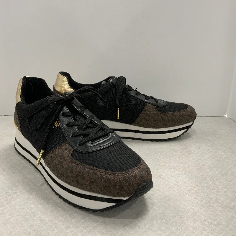 Athletic shoes for tough sports-Shoes Sneakers By Michael Kors In Black & Brown, Size: 10