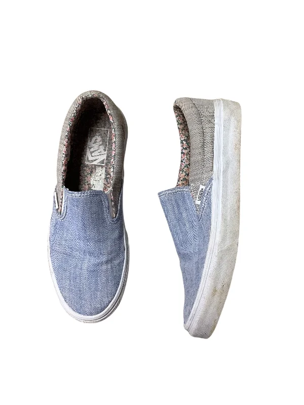 flats with stylish interiors-Shoes Flats By Vans In Blue Denim, Size: 9