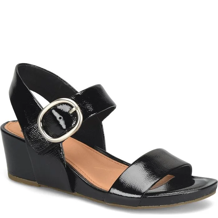 Sandals for warm ease-Women's Vaya Wedge Sandals - Black Patent