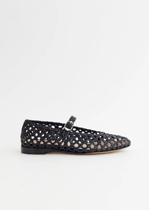 flats for first-time buyers-Woven Leather Mary Jane Flats