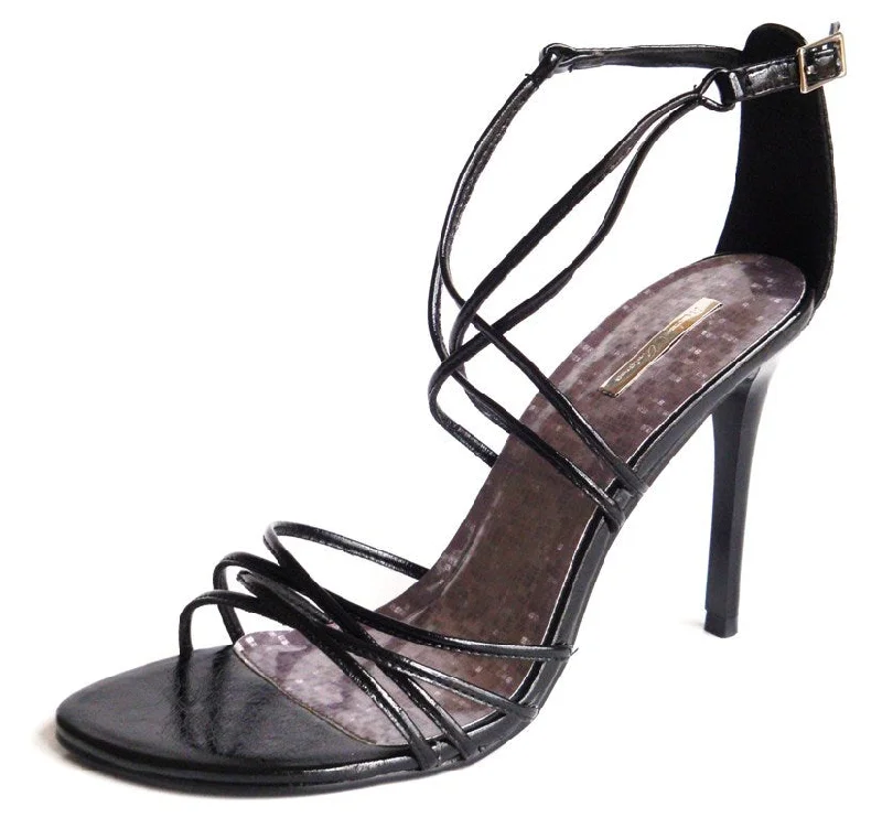 Sandals for summer concerts-Black Patent-leather Sandals - Michael Antonio