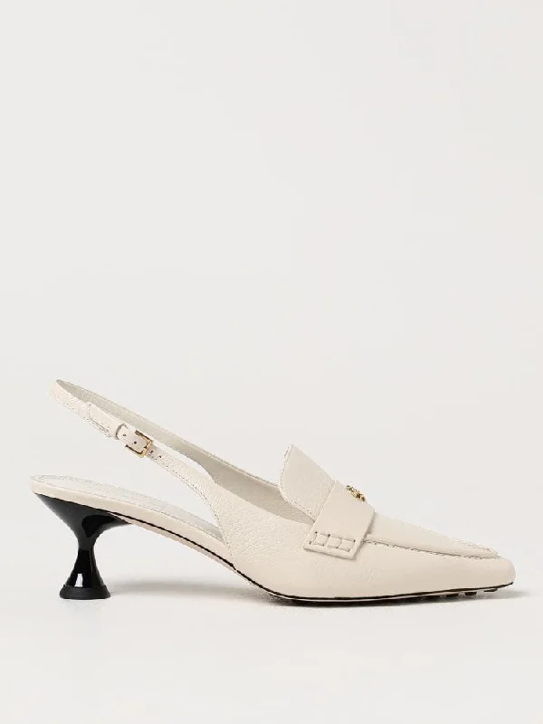 High heels 3-inch height -TORY BURCH Chic Ivory Slingback Ballerina Heels 55mm