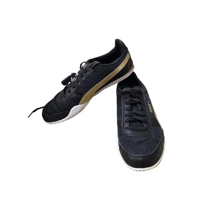 Athletic shoes with solid traction-Shoes Sneakers By Puma In Black & Gold, Size: 9.5