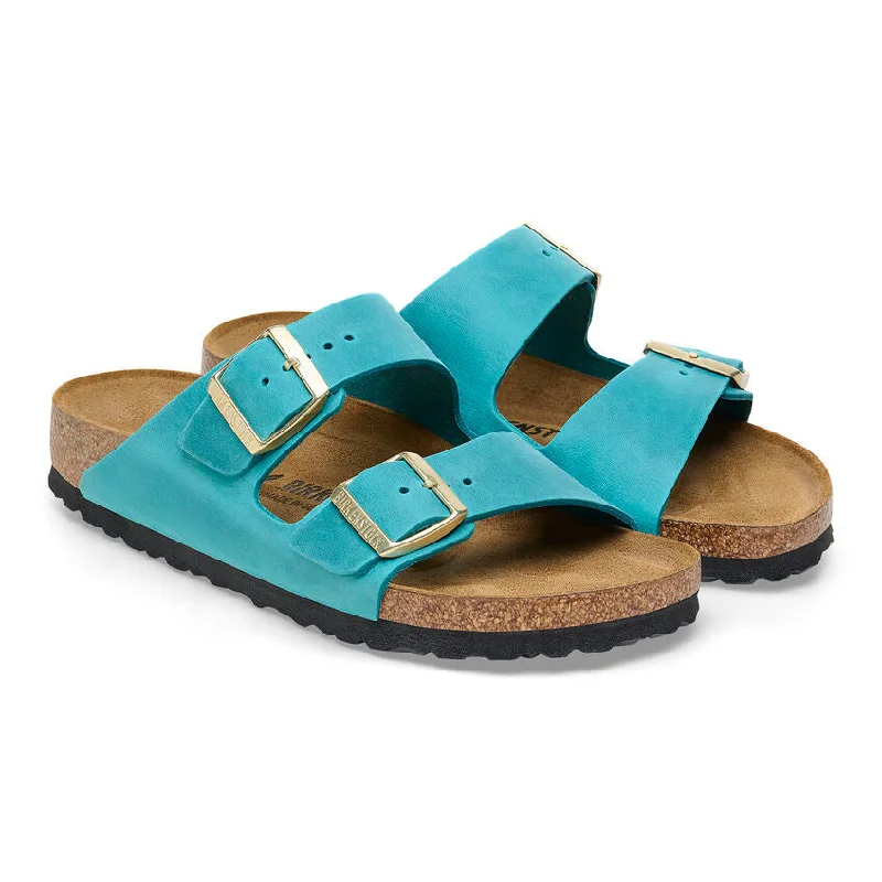 Sandals for summer vacations-Birkenstock Women's Arizona Sandal - Biscay Bay Oiled Leather