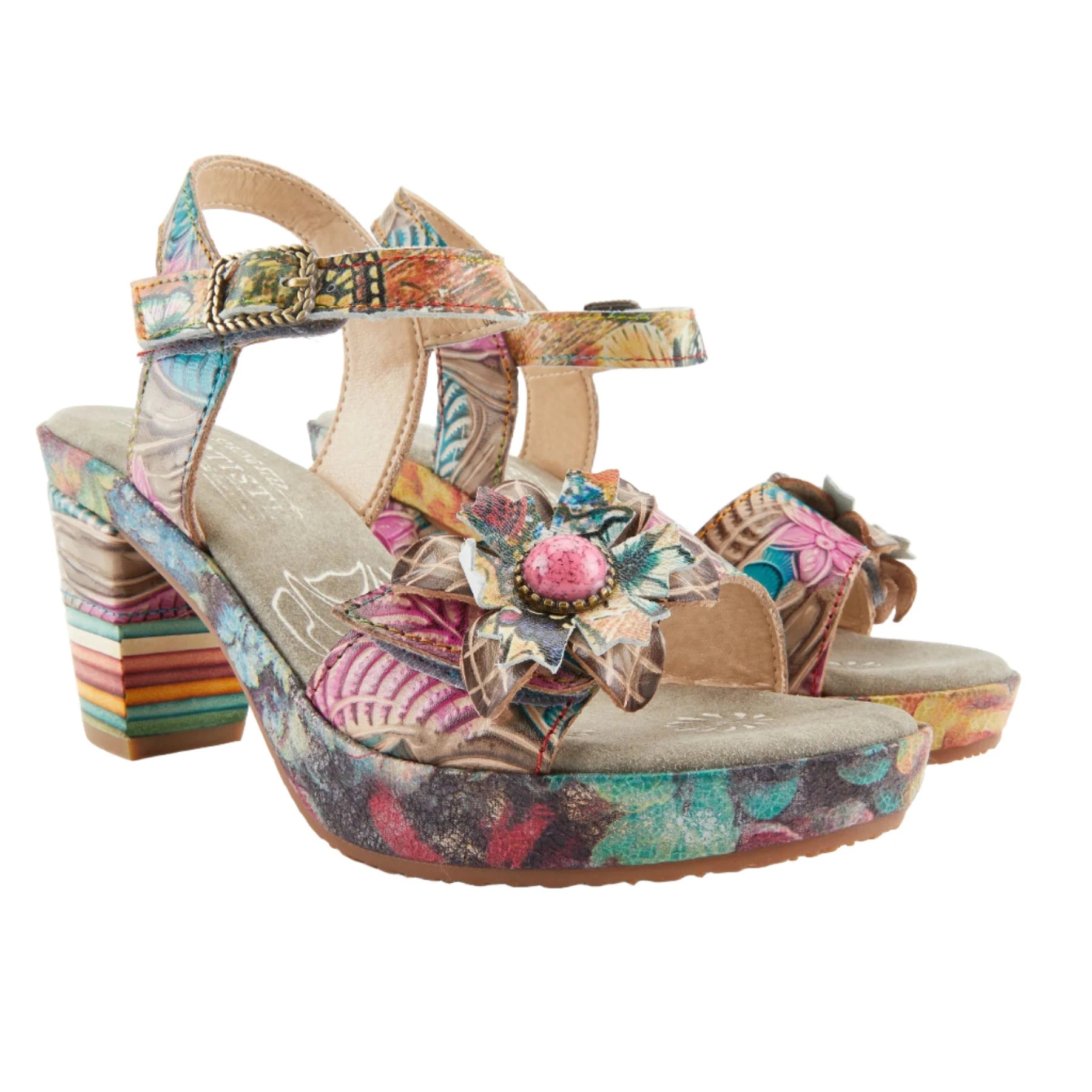 Sandals for beach ease-L'Artiste by Spring Step Women's Leilanie Sandals - Grey Multi