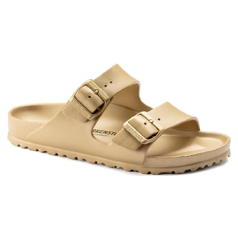 Sandals for tropical comfort-Birkenstock Women's Arizona EVA Sandals - Metallic Gold