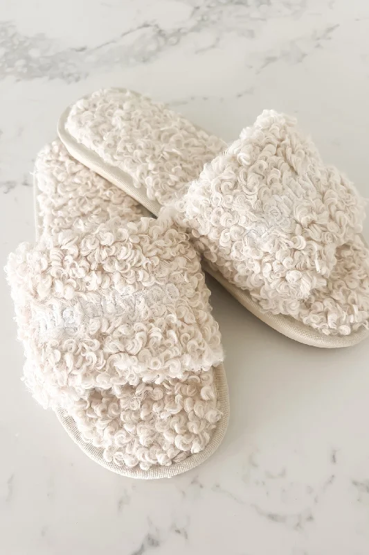 Bright neon mules-Nightly Sherpa Slipper Beige White