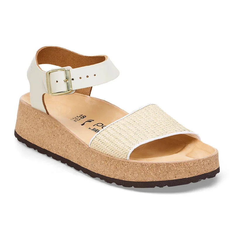 Sandals for eco-friendly feet-Papillio by Birkenstock Women's Glenda Sandal - Natural White/Raffia/Leather