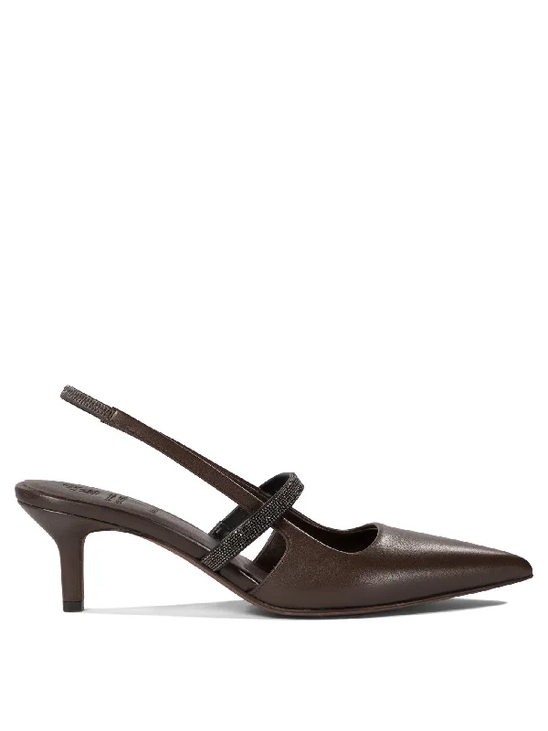 High heels adjustable straps -BRUNELLO CUCINELLI Sophisticated City Slingbacks with 5.5 cm Heel