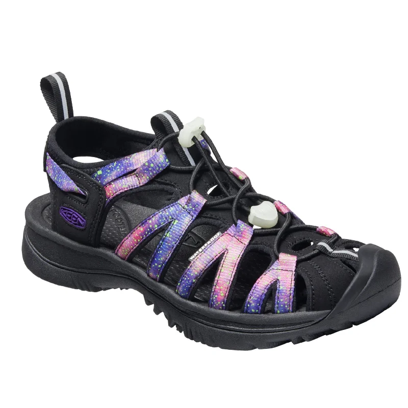 Sandals for summer flair-Keen Women's Whisper Sandal Black/Purple (Glow in the Dark) - Women's