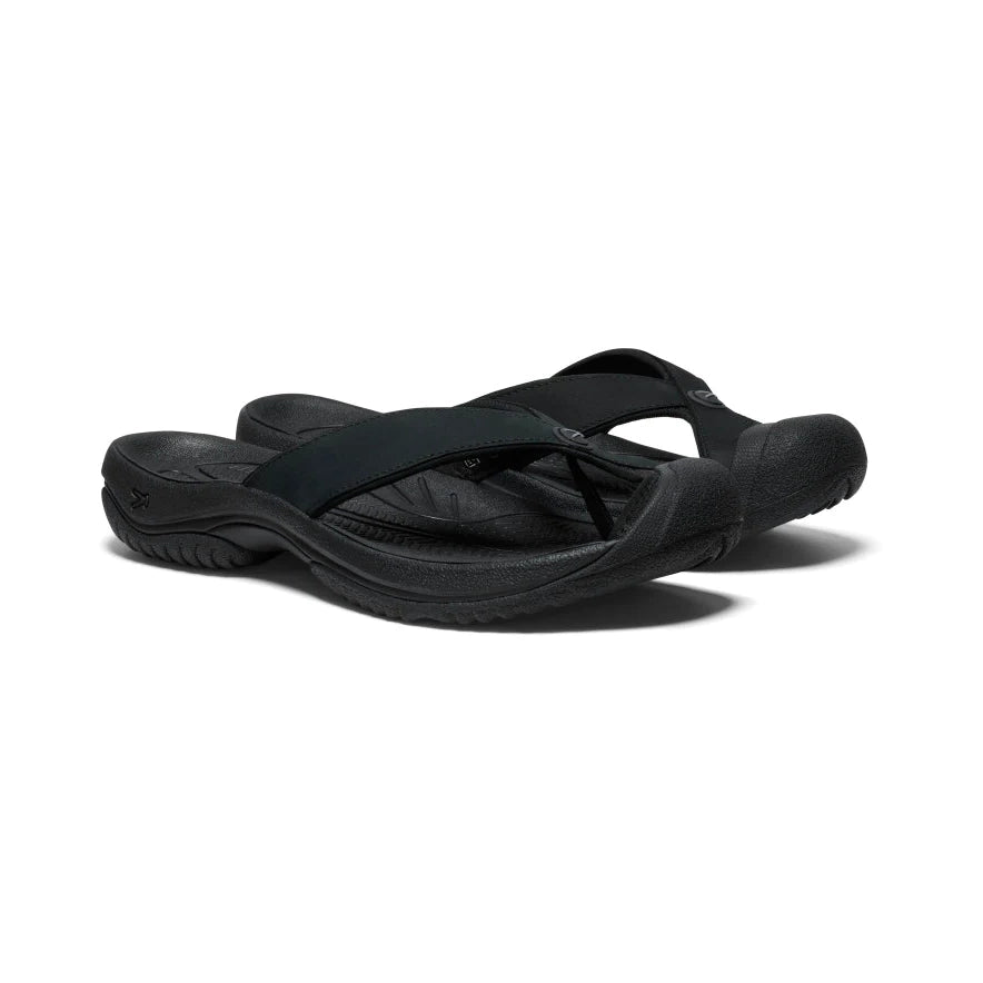 Sandals with supportive ease-Keen Men's Waimea TG Leather Flip-Flop Sandals - Black