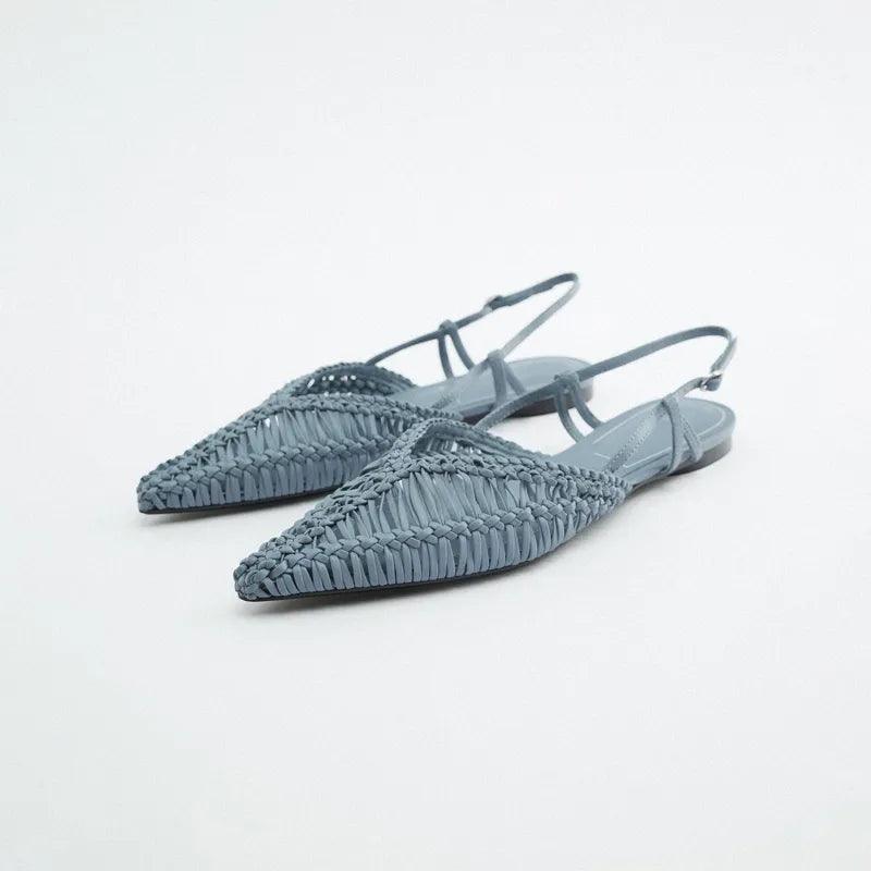 modern flats for sale-Flat Woven Slingback Flats - Sky Blue