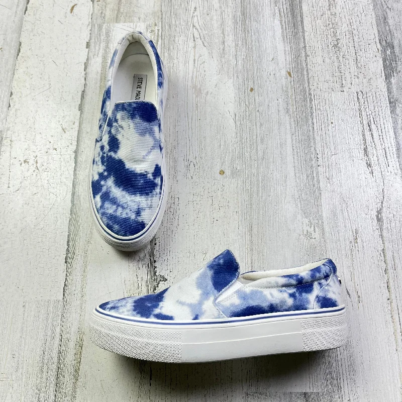 Athletic shoes with bold patterns-Shoes Sneakers Platform By Steve Madden In Blue & White, Size: 8.5