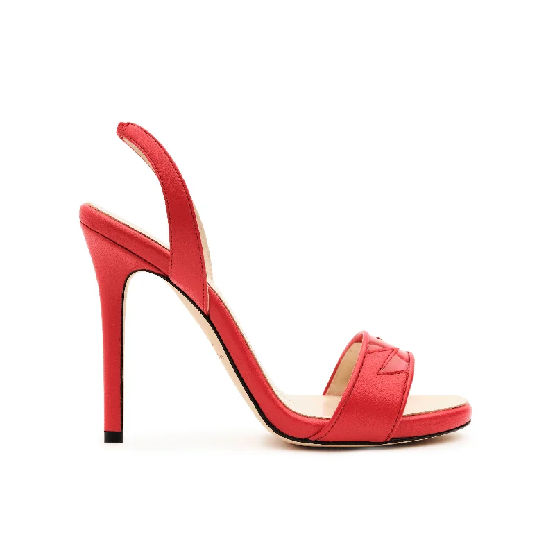 High heels comfortable wear -Giselle Open Toe Sling Back Heels in Red