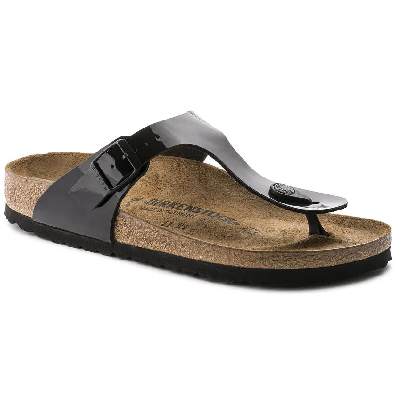 Sandals with flexible flair-Birkenstock Women's Gizeh Birko-Flor - Black Patent