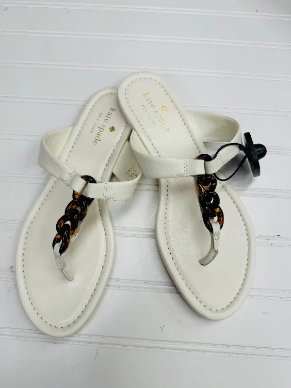 Sandals for beach strolls-Sandals Designer By Kate Spade In White, Size: 9