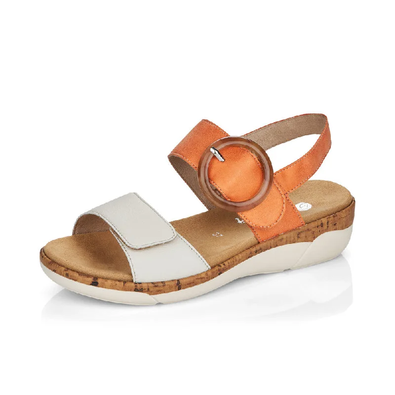 Sandals with padded sole-Rieker Women's Jocelyn 53 - Off White/Orange