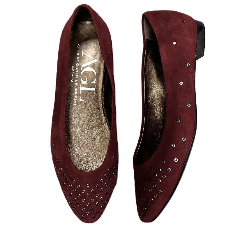 flats with luxury finishes-Shoes Flats By Agl In Red & Silver, Size: 6.5