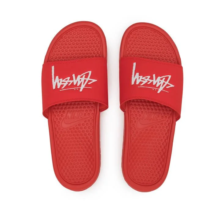 Affordable plush mules-Nike Benassi Stussy Habanero Red