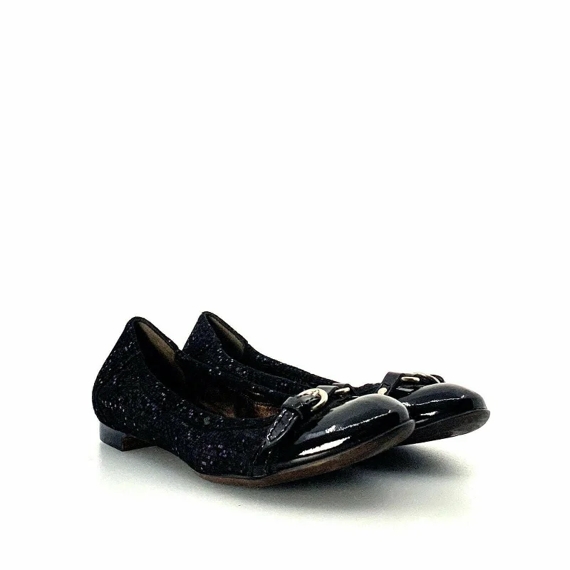 flats for weekend retreats-Attilio Giusto Leombruni Womens Size 5.5 Black Patent Leather Ballet Flats Shoes