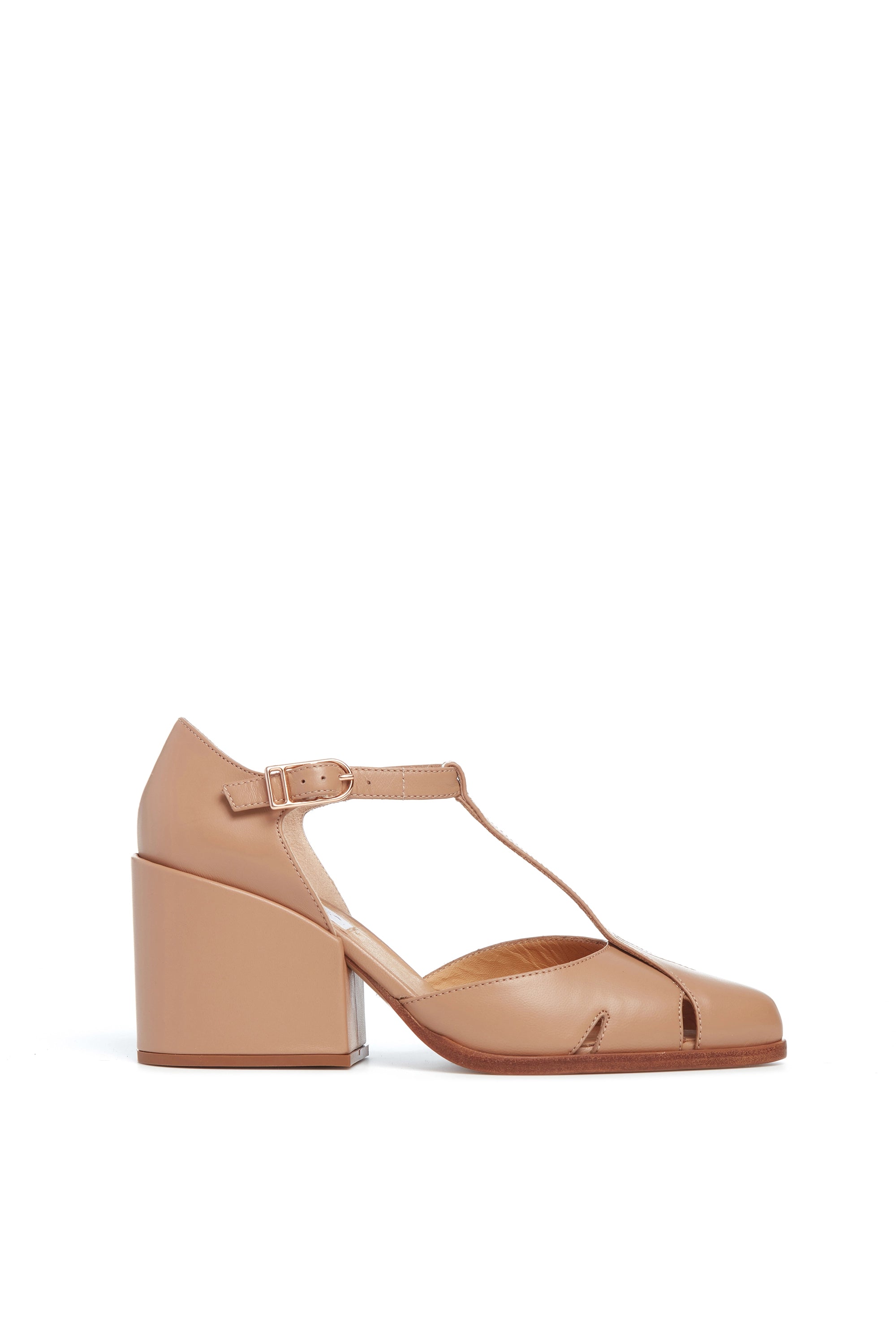 High heels festival boots -Hawes T-Strap Heel in Dark Camel Leather