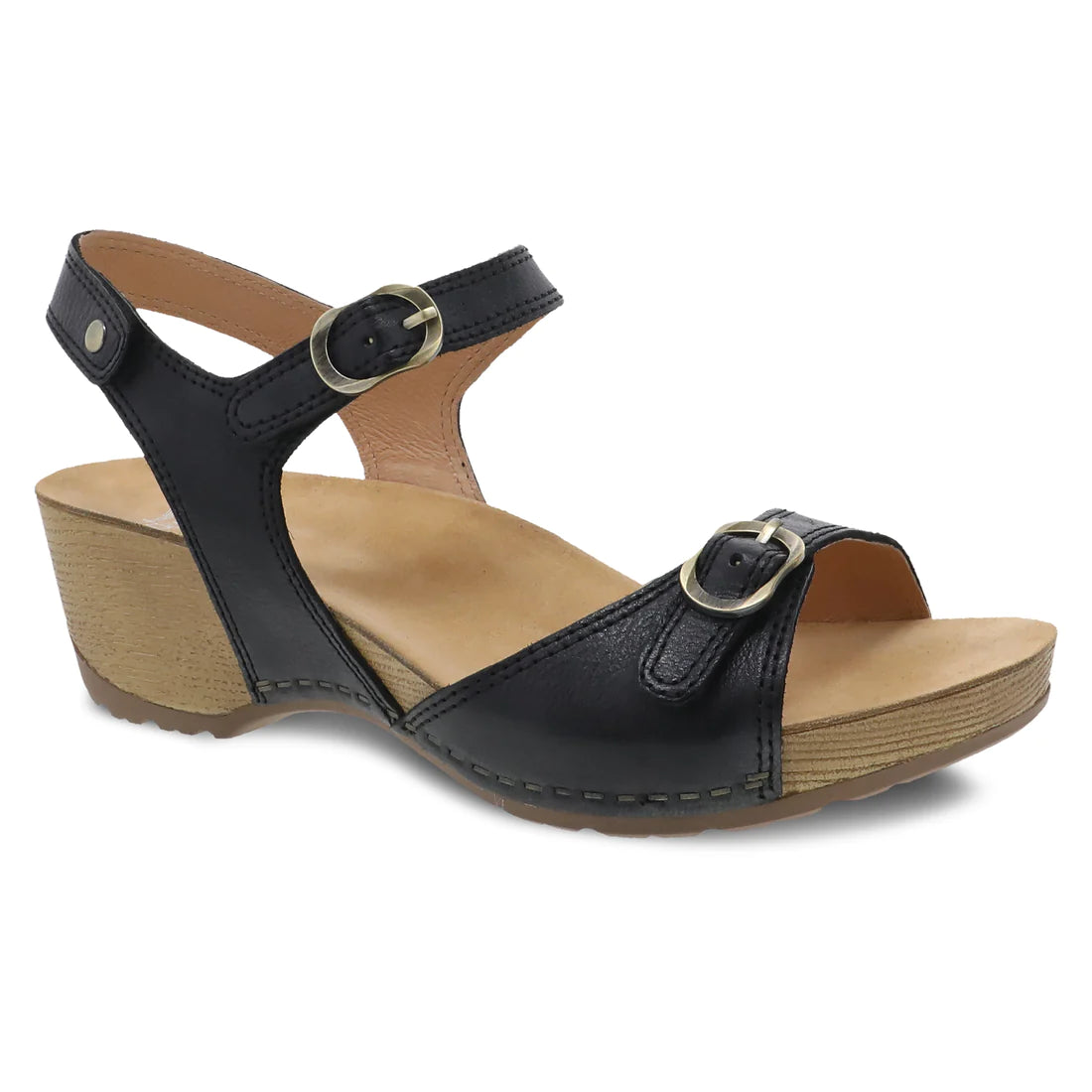 Sandals for warm evenings-Dansko Women's Tricia Sandal - Black Milled Burnished