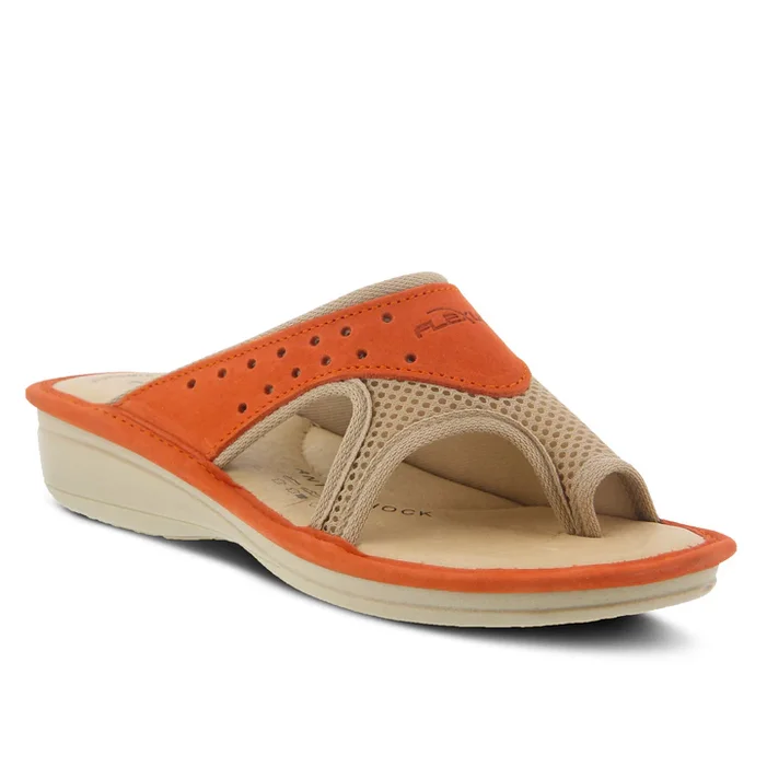 Sandals with soft style-Spring Step Women's Flexus Pascalle Slide Sandal - Orange Nubuck/Beige