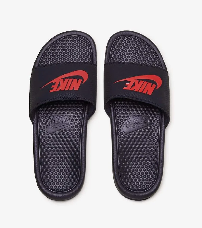 Soft faux fur mules-Nike benassi jdi black challenge red