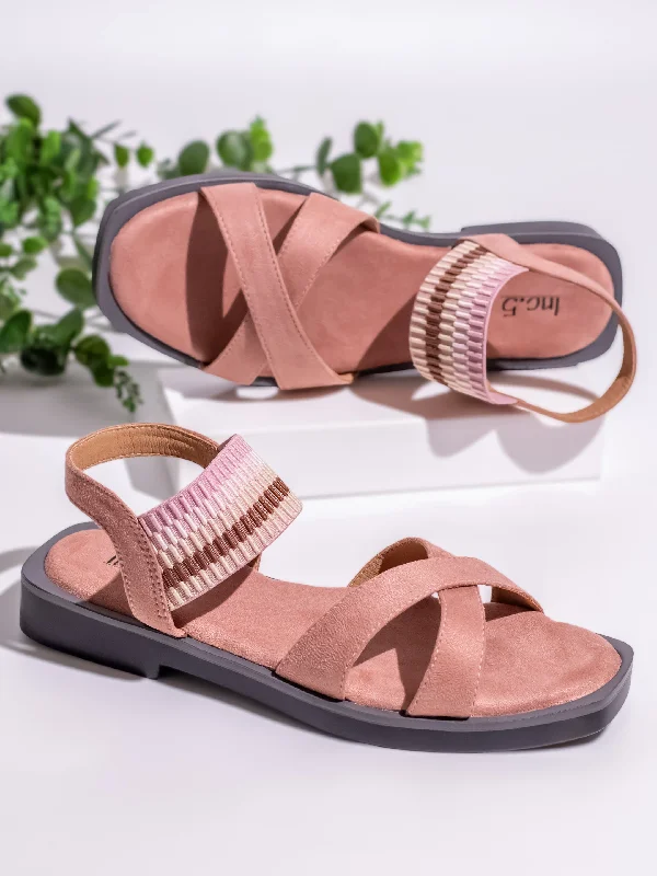 Sandals with lightweight design-Womens Peach Casual Open toe Flat Sandals