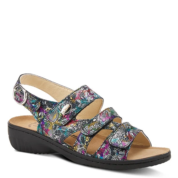 Sandals with vibrant colors-Spring Step Flexus Women's Acamar Flora - Black Multi