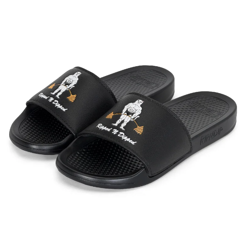 Cozy winter mules-Ripped N Dipped Slides (Black)