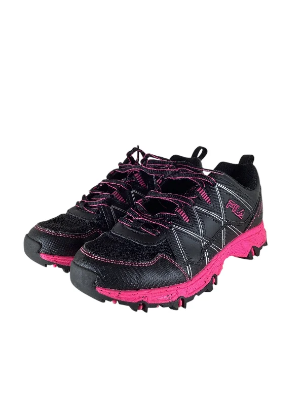 Waterproof athletic shoes-Shoes Sneakers By Fila In Black & Pink, Size: 7.5