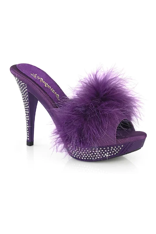 Soft feather mules-ELEGANT-401F Purple Marabou Slide