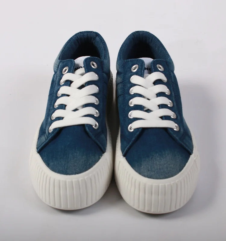 Athletic shoes for marathon runners-"LACE UP PLATFORM" -SNEAKER- DEN-BLU