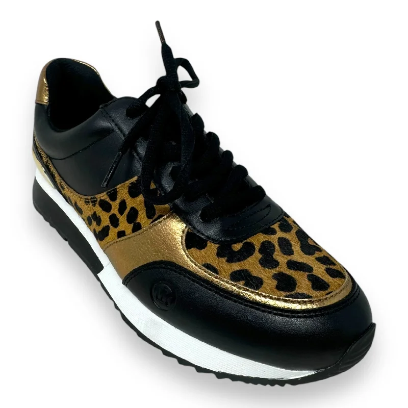 Athletic shoes with plush padding-Andi Mixed-Media Trainers By Michael By Michael Kors In Animal Print, Size: 7