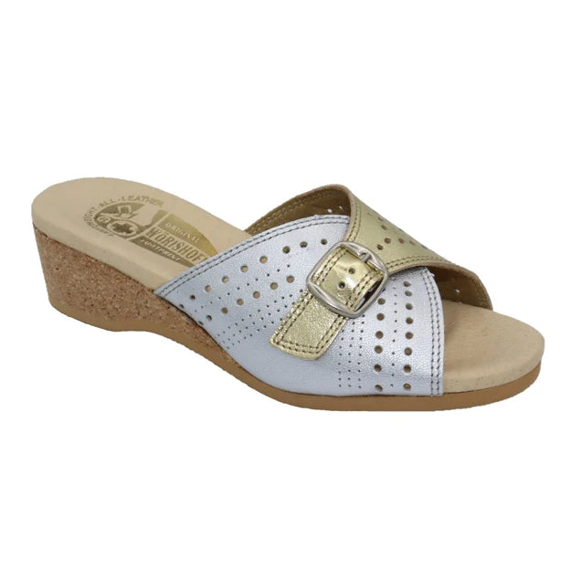 Sandals for summer glide-Worishofer Women's 251 - Silver/Gold