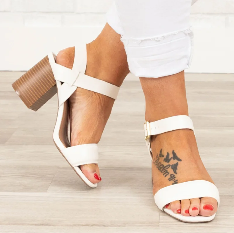 High heels personalized fit -Click Clack Block Heels, White