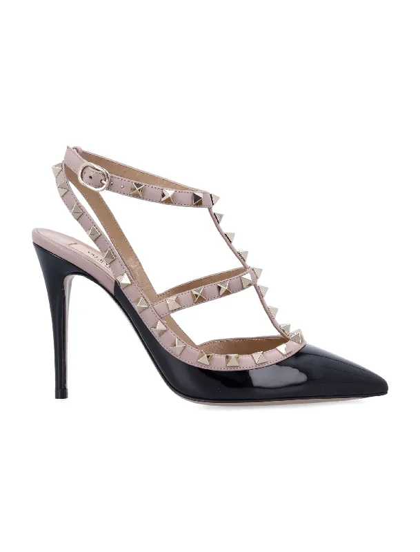 High heels extra wide fit -VALENTINO GARAVANI Rockstud Caged Ankle Strap Pump - 10cm Heel