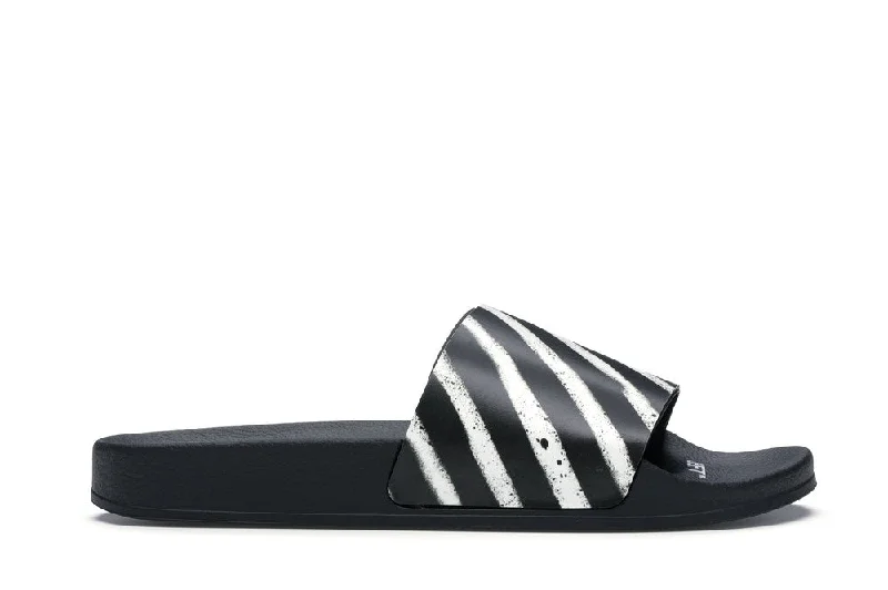 Comfy padded mules-Off-white spray stripes slider black fw19