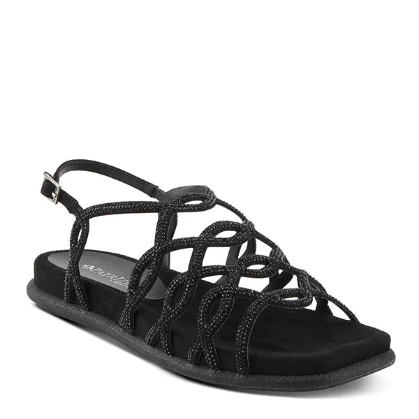 Sandals with soft ease-Patrizia by Spring Step Women's Glamgloss Sandals - Black