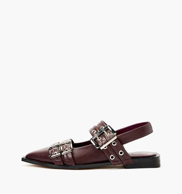 trendy flats for students-Alias Mae Zina Buckle Flats in Burgandy Leather