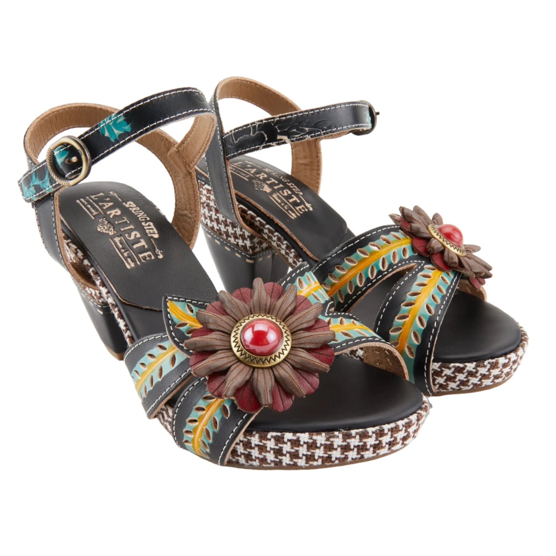 Sandals with durable style-L'Artiste by Spring Step Women's Astarr Sandals - Black Multi