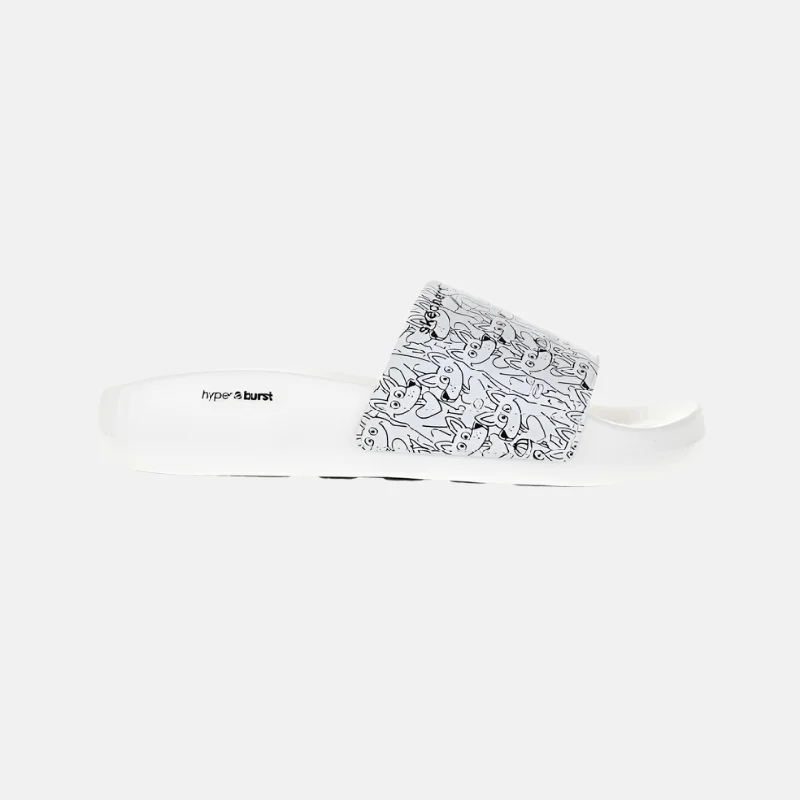 Soft pom mules-Skechers Hyper-Slide Puppy Love Women's Slide -White/Black