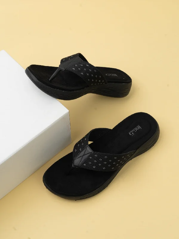 Sandals for poolside style-Womens Black Casual Solid Round Toe Sandals