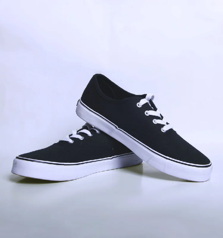 Athletic shoes with trendy looks-MENS CANVAS SNEAKER - BLACK