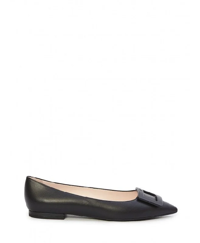 High heels easy cleaning -ROGER VIVIER Pointed Design Ballerinas with Branded Buckle - Heel Height: 0.5 cm