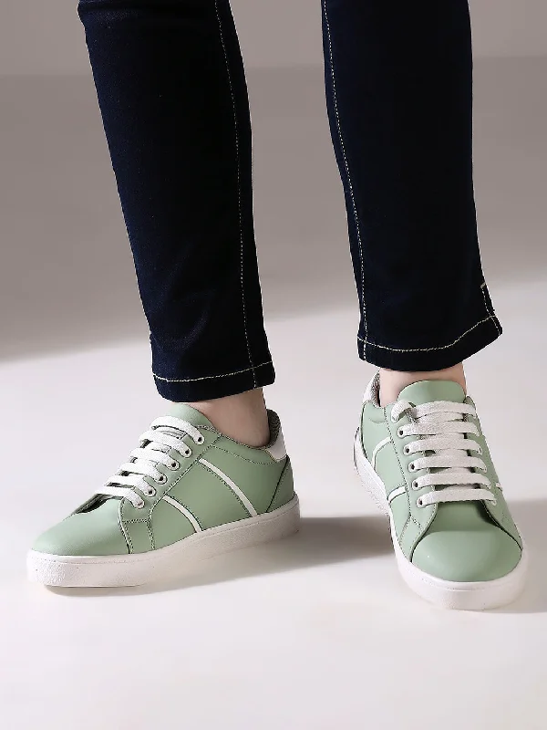 Athletic shoes for fitness fans-Womens Green Casual Round toe Sneakers