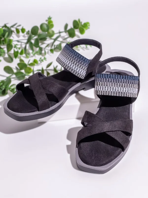 Sandals for summer style-Womens Black Casual Open toe Flat Sandals