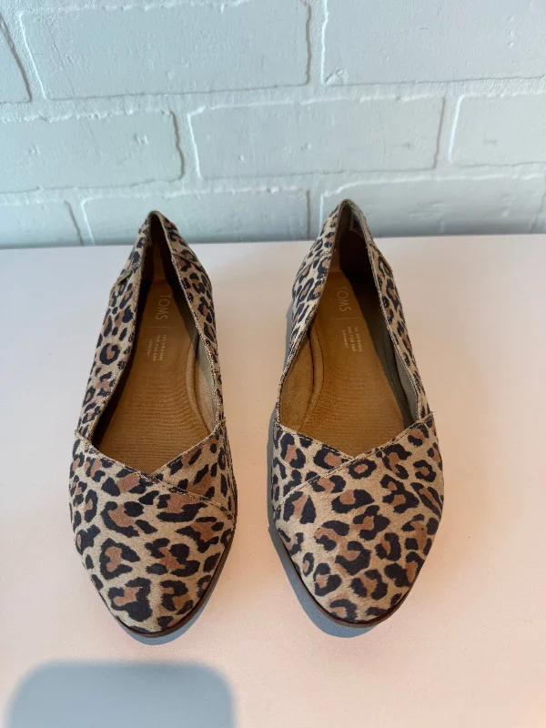 comfortable flats for work-Shoes Flats By Toms In Animal Print, Size: 7.5